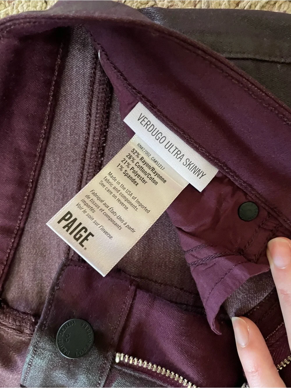 NWT Paige coated denim skinny jeans